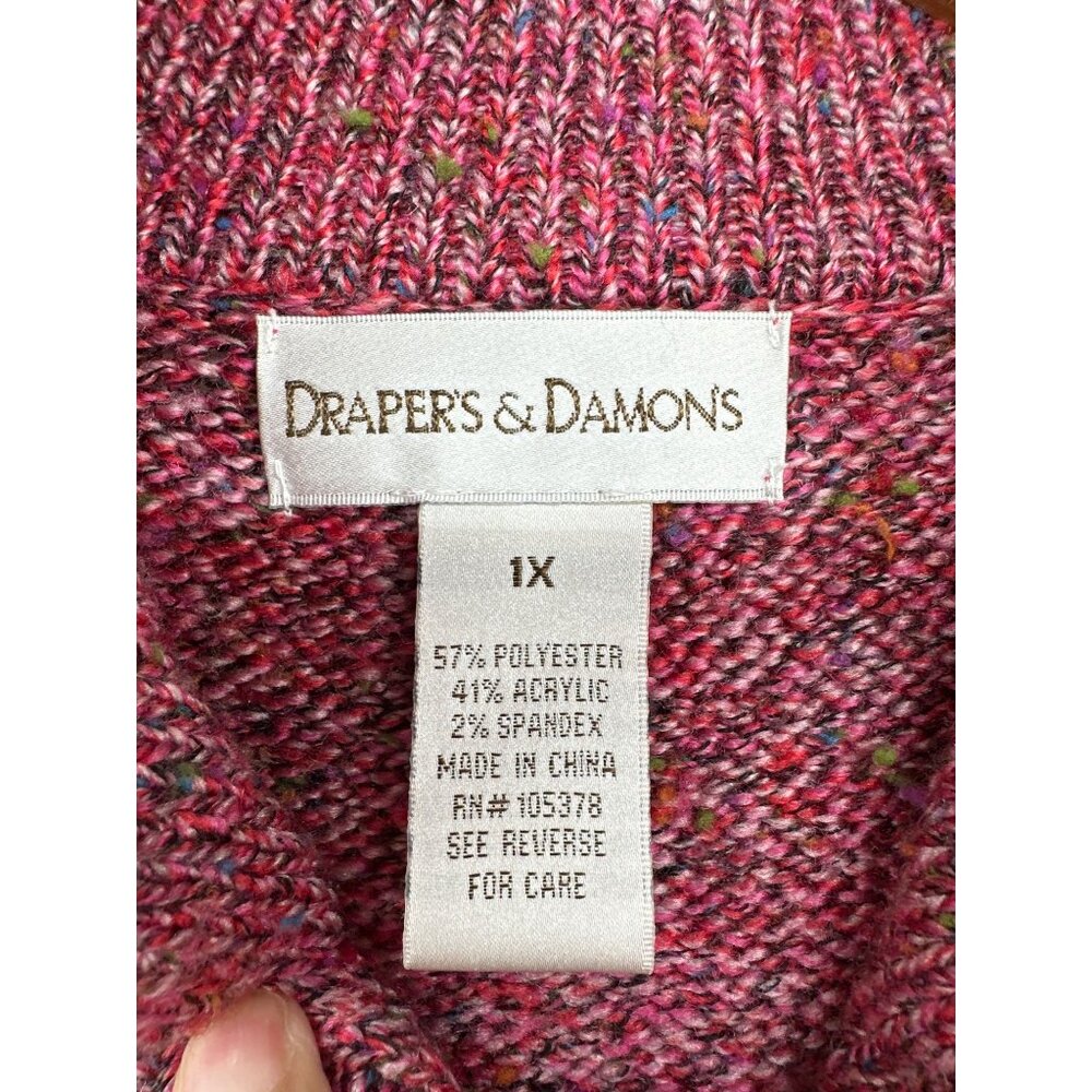 Drapers & Damons Women Cardigan Sz M Pink Speckled Sweater High-Neck SoftAF Cozy - Picture 7 of 13